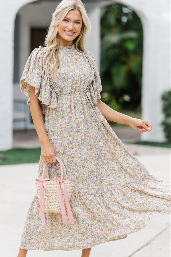 All The Good Sage Green Ruffled Midi Dress Shop the Mint All The Good Sage Green Ruffled Midi Dress Shop the Mint