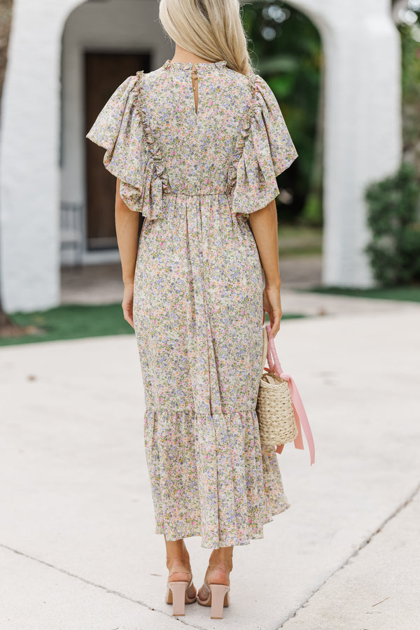 All The Good Sage Green Ruffled Midi Dress Shop the Mint All The Good Sage Green Ruffled Midi Dress Shop the Mint