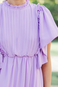 All The Good Lavender Ruffled Midi Dress