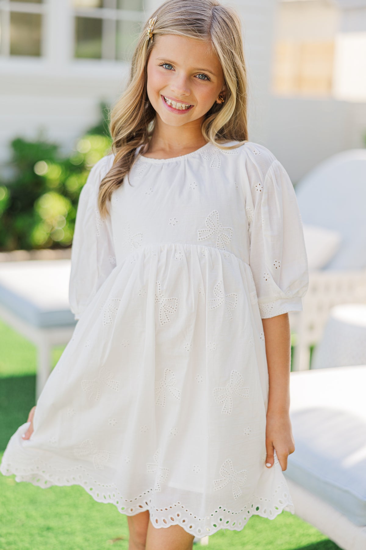 Girls: Oh So Thankful White Eyelet Babydoll Dress – Shop the Mint