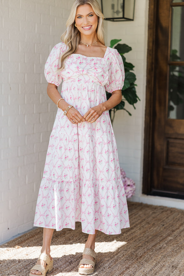 Just A Thought Pink Bow Midi Dress – Shop the Mint