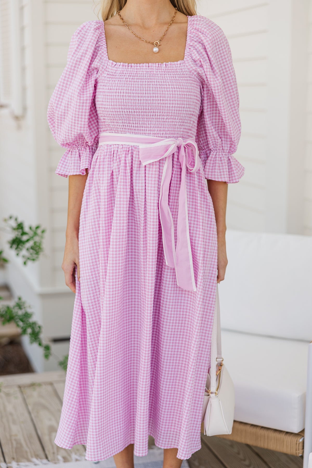 All I Want Pink Gingham Midi Dress – Shop the Mint