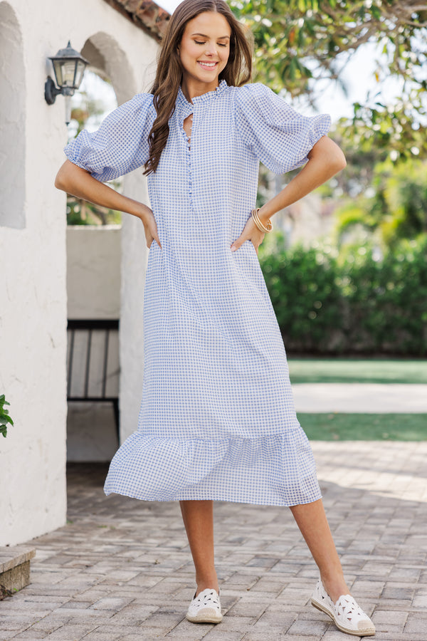 See The Light Blue Gingham Textured Midi Dress, X-Large - The Mint Julep Boutique | Women's Boutique Clothing See The Light Blue Gingham Textured Midi Dress, X-Large - The Mint Julep Boutique | Women's Boutique Clothing