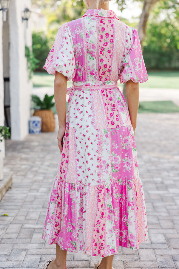 The Process Pink Floral Midi Dress