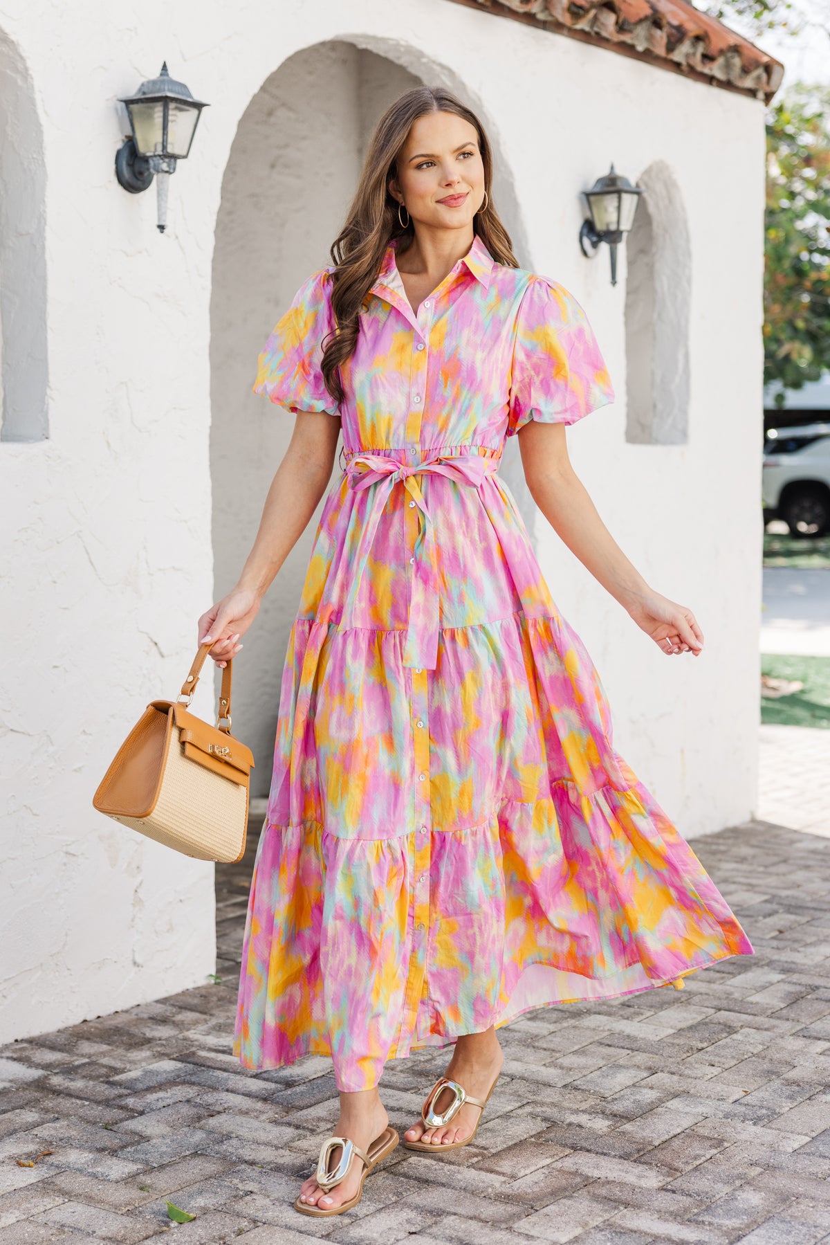 Flowy Summer Pink Watercolor Maxi Dress  Shop the Mint