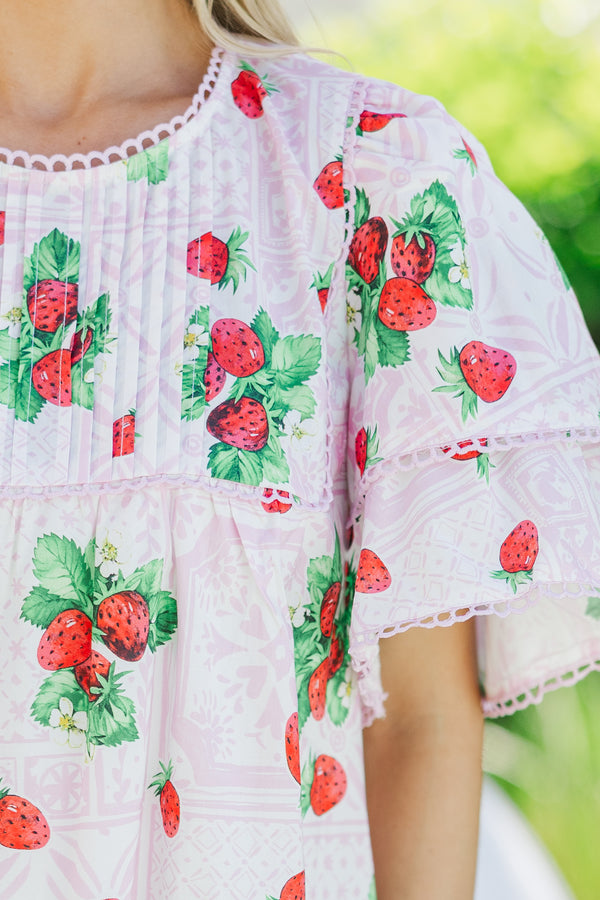 Berry Bliss Pink Strawberry Babydoll Dress