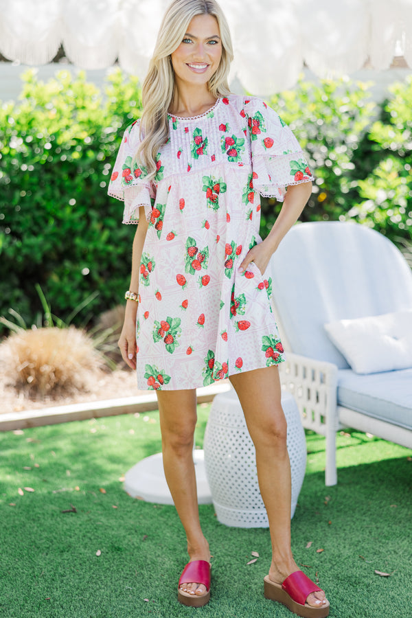 Berry Bliss Pink Strawberry Babydoll Dress
