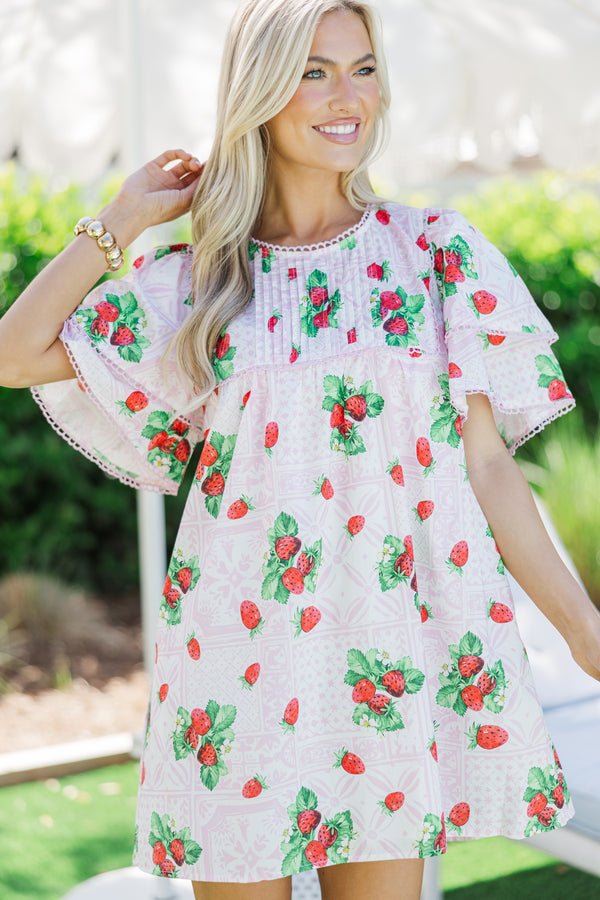 Berry Bliss Pink Strawberry Babydoll Dress