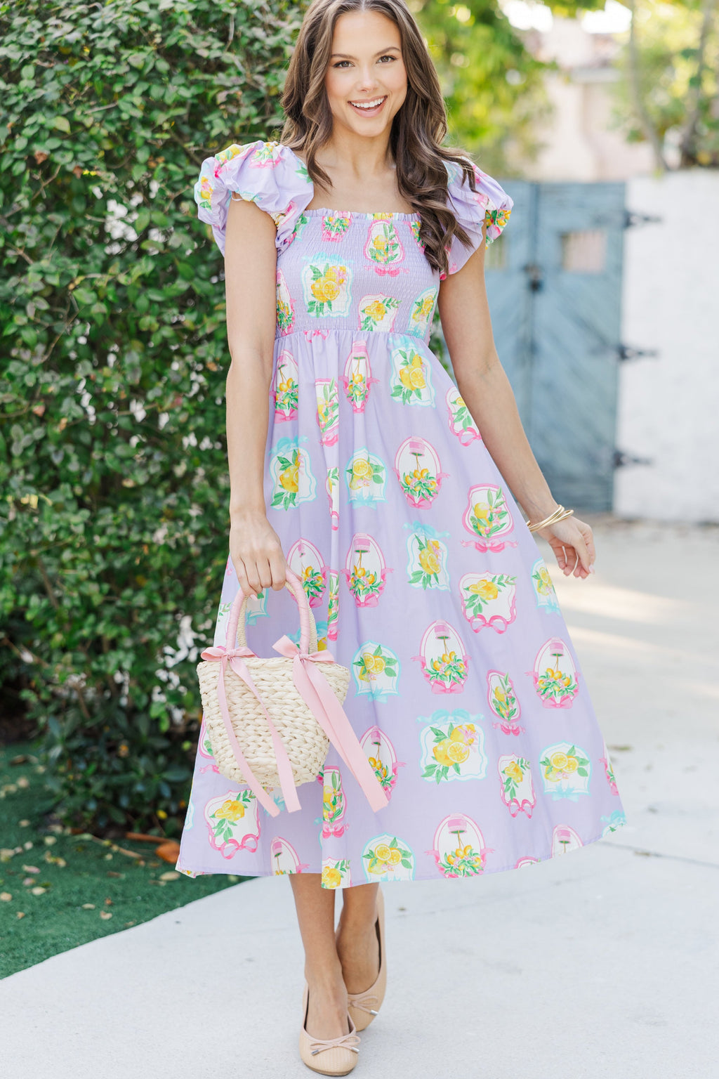 Meadow Charm Lavender Purple Medallion Print Midi Dress – Shop the