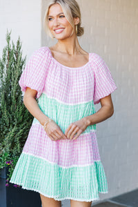 Scarlet Bloom Pink Gingham Babydoll Dress