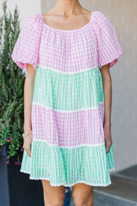 Scarlet Bloom Pink Gingham Babydoll Dress