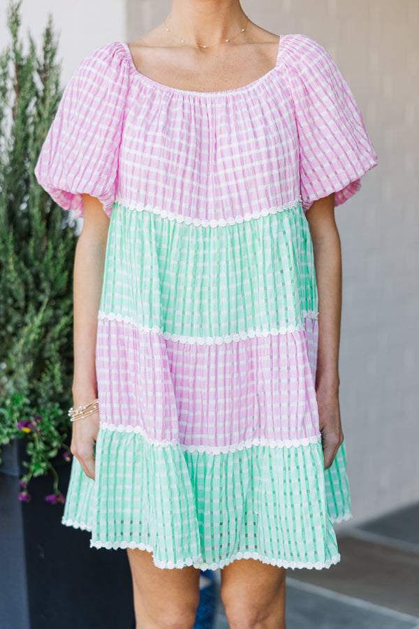 Scarlet Bloom Pink Gingham Babydoll Dress