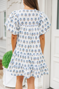Out For The Day Off White/Blue Medallion Dress