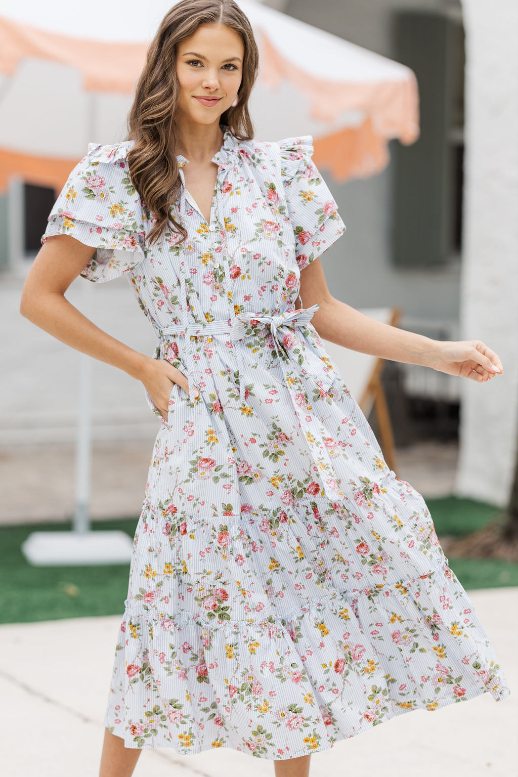 Hold Tight Blue Floral Midi Dress – Shop the Mint