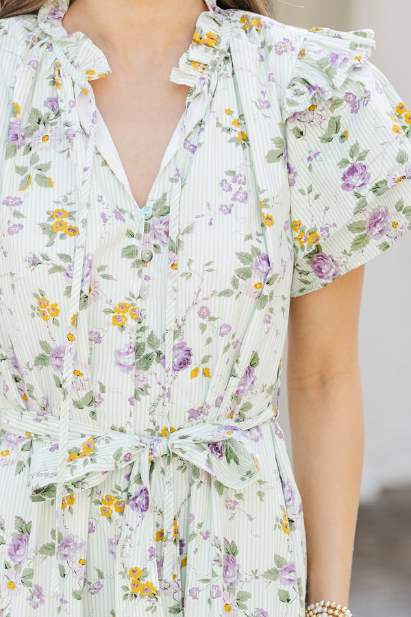 Hold Tight Green Floral Midi Dress