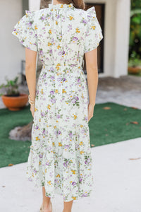 Hold Tight Green Floral Midi Dress