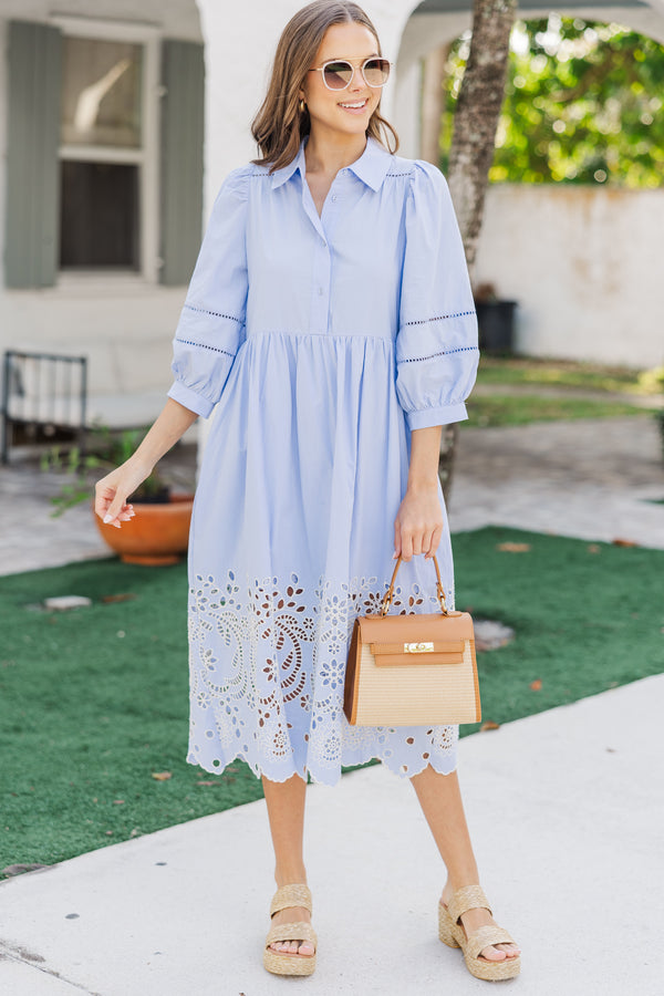 chambray midi dress Best Self Chambray Blue Midi Dress – Shop the Mint