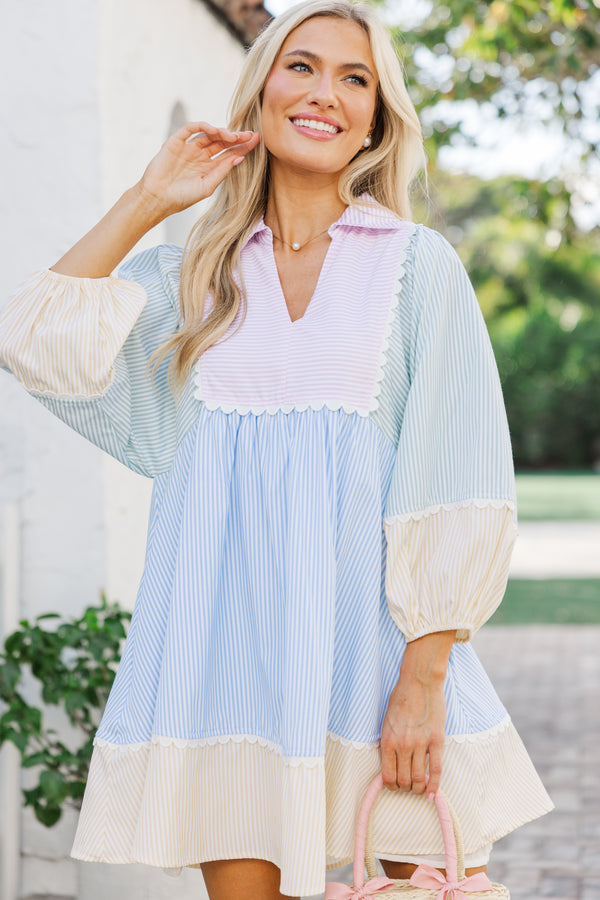 On Edge Pink Multi Striped Dress