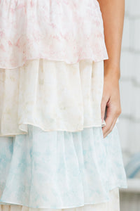 Lots Of Talk Pink Multi Floral Maxi Skirt