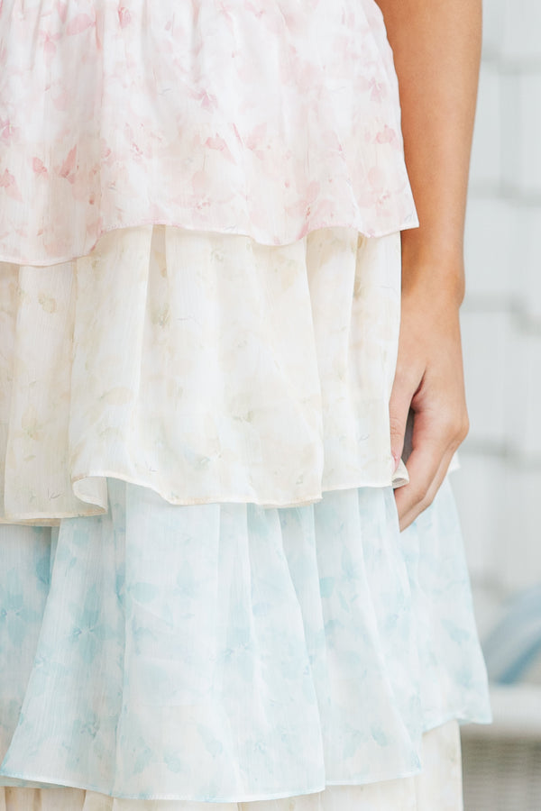 Lots Of Talk Pink Multi Floral Maxi Skirt