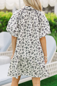 Love Yourself Today Ivory Black Floral Dress