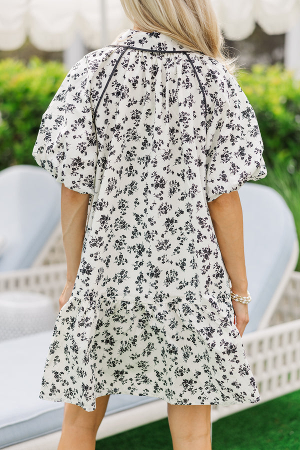Love Yourself Today Ivory Black Floral Dress