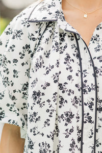 Love Yourself Today Ivory Black Floral Dress