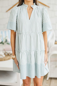 Leave Yesterday Behind Sage Striped Dress
