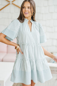 Leave Yesterday Behind Sage Striped Dress