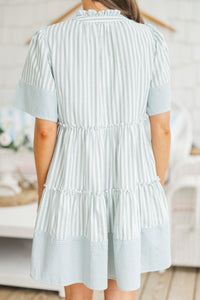 Leave Yesterday Behind Sage Striped Dress