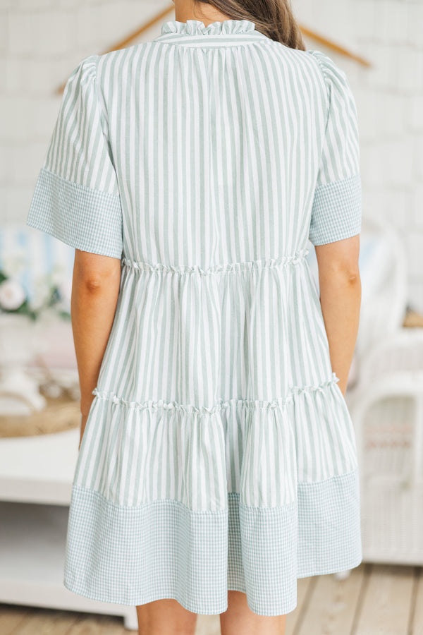 Leave Yesterday Behind Sage Striped Dress