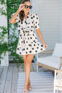 Clear To See Ecru Polka Dot Dress