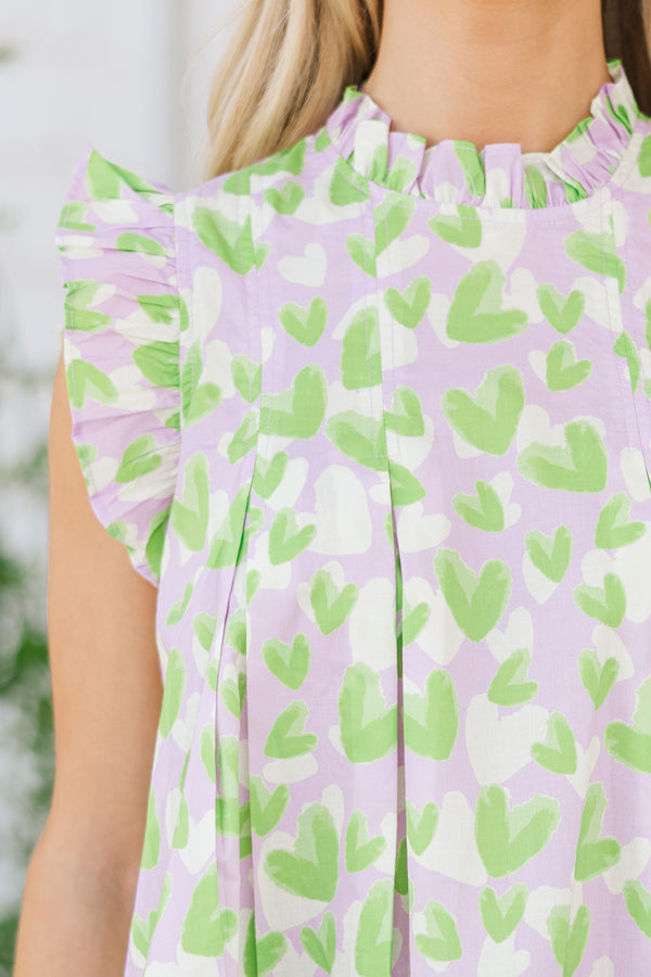 Keep Up Lavender Heart Printed Blouse
