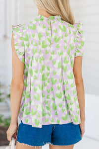 Keep Up Lavender Heart Printed Blouse