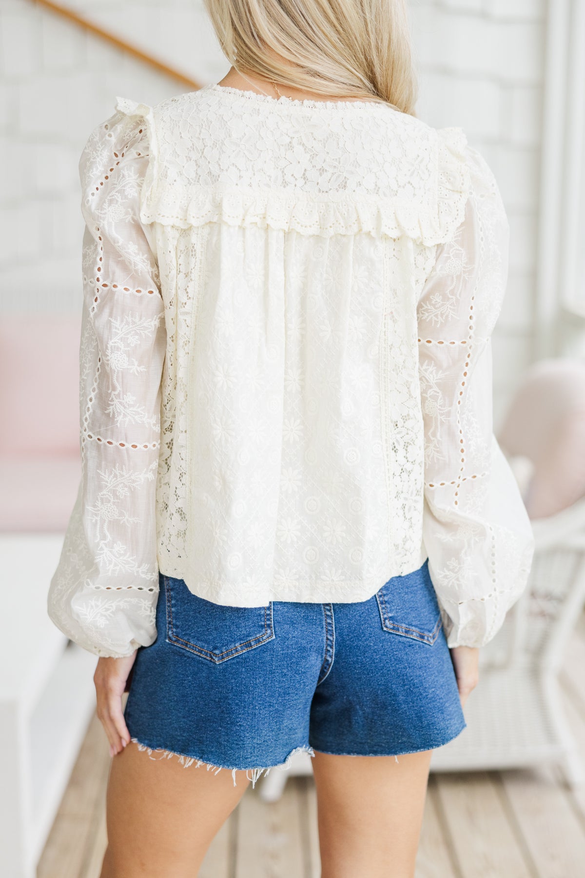 Ever After Cream Lace Ruffled Blouse – Shop the Mint