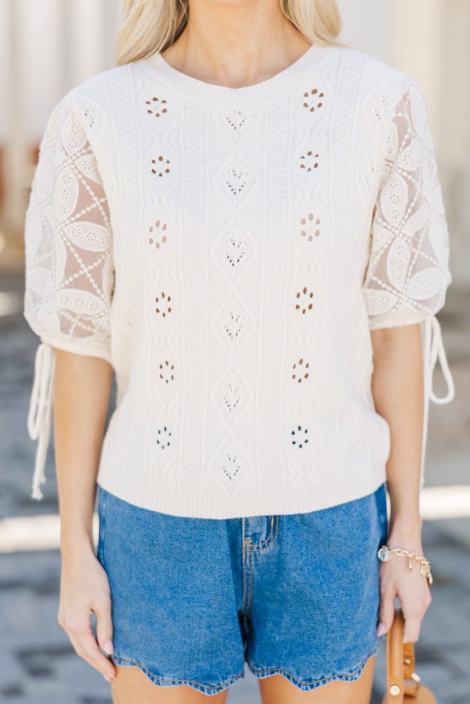 Sure Seems Sweet Contrast Trim Short Sleeve Sweater main image 0