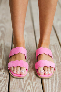 Look At You Fuchsia Scalloped Sandals