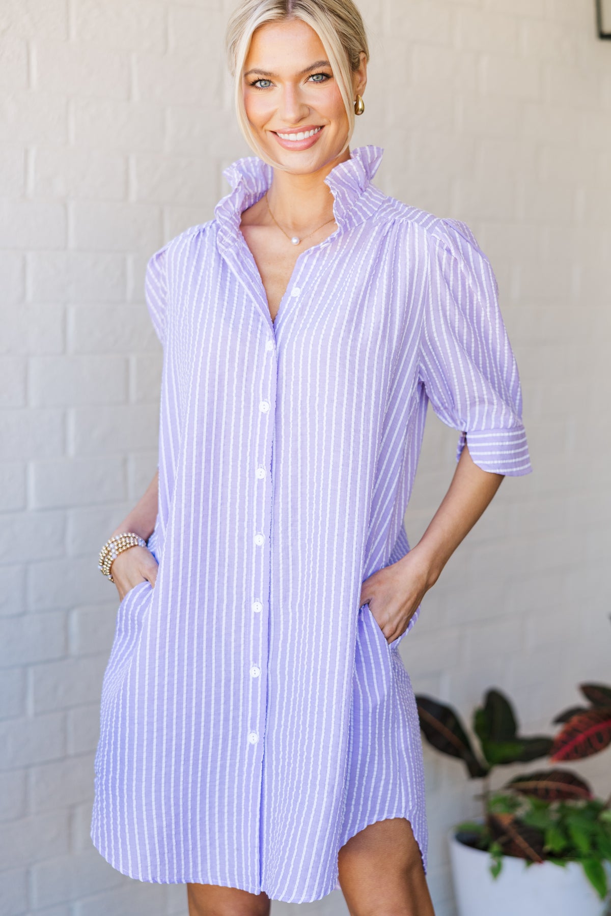 Your Way Lavender Seersucker Dress  Shop the Mint