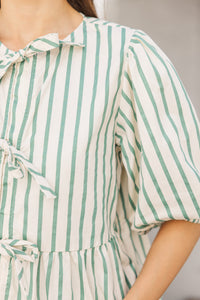 An Inspiration Sage Green Striped Blouse