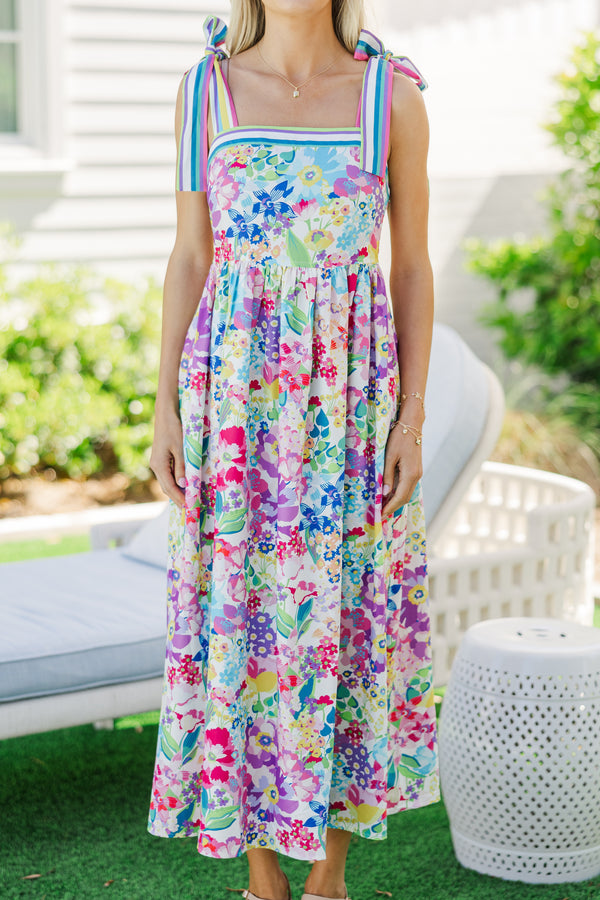 Flourish & Fun Blue Floral Midi Dress