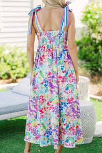 Flourish & Fun Blue Floral Midi Dress