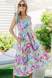 Flourish & Fun Blue Floral Midi Dress