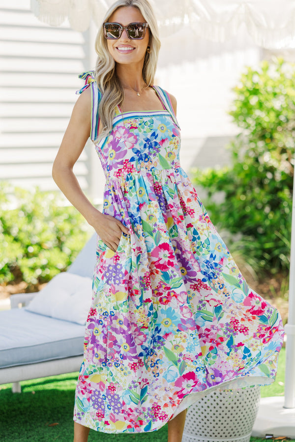 Flourish & Fun Blue Floral Midi Dress