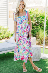Flourish & Fun Blue Floral Midi Dress