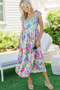 Flourish & Fun Blue Floral Midi Dress