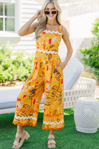 By This Time Tangerine Tropical Jumpsuit