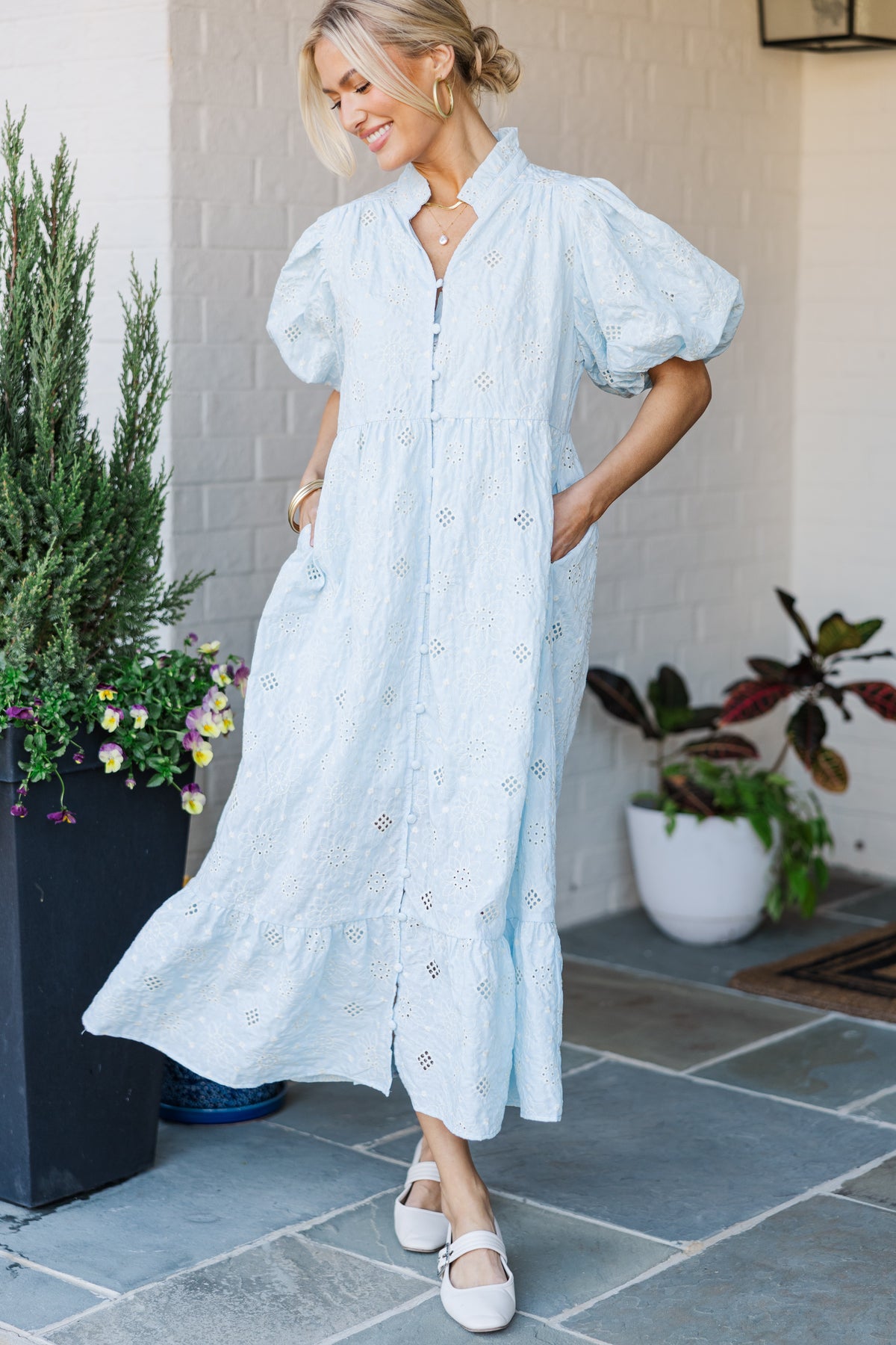 knee length dresses for ladies Kristen Dress Navy Seaside Eyelet main image 0