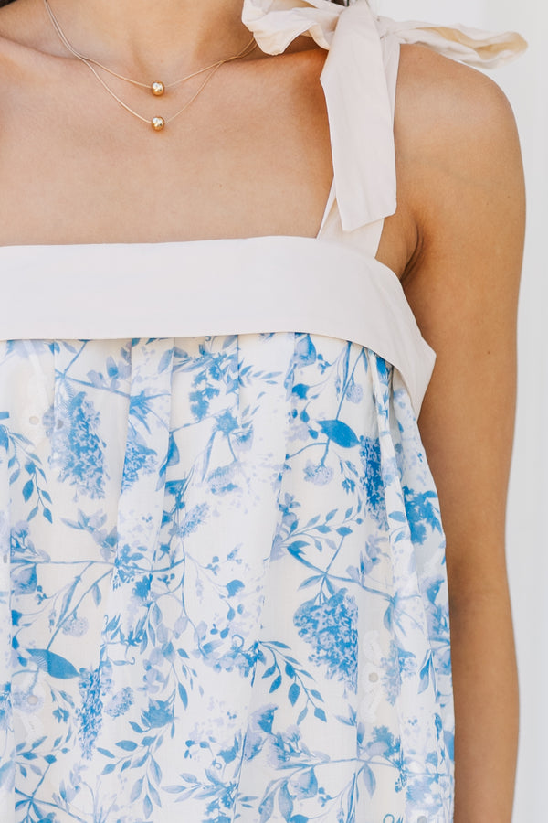 The Daydreamer Blue Floral Eyelet Midi Dress – Shop the Mint