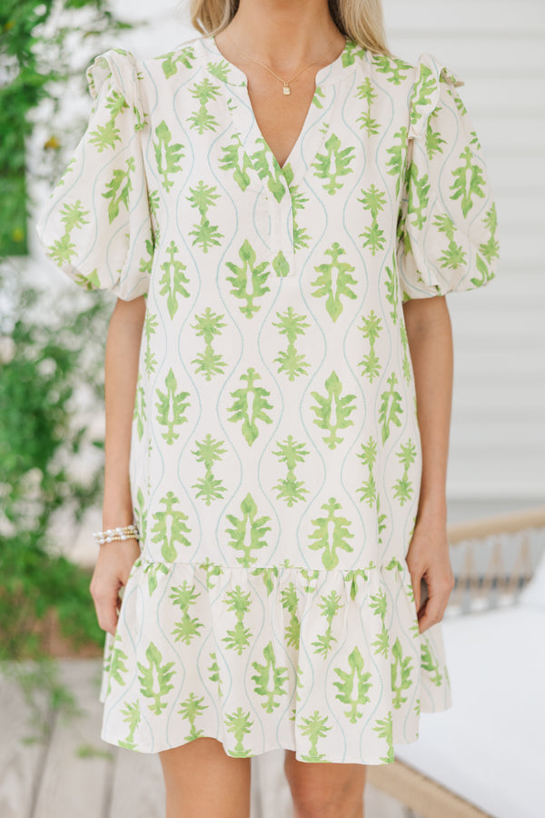All The Time Green Abstract Dress