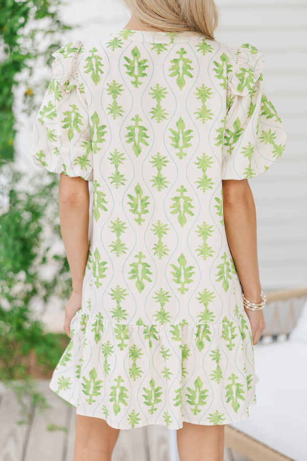 All The Time Green Abstract Dress
